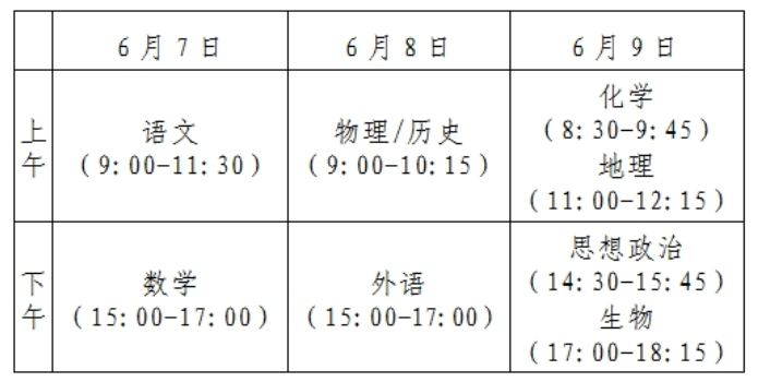 河北高考时间2021具体时间科目安排 河北2021年高考考试安排