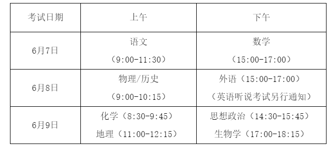 广东高考时间2021具体时间科目安排 广东2021年高考考试安排