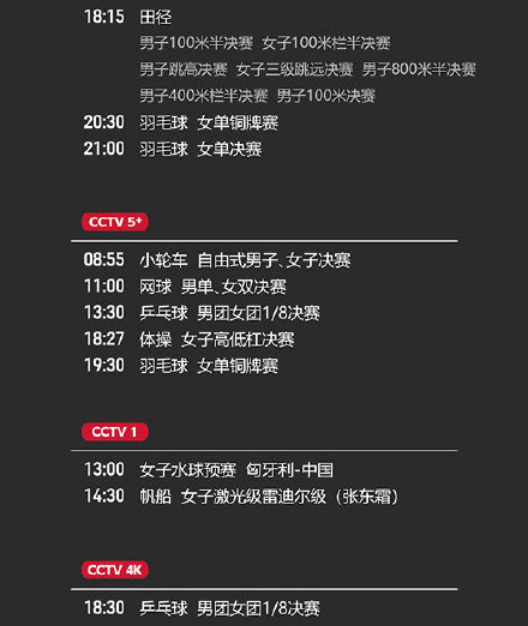 2021东京奥运会8月1日比赛详细赛程 2021东京奥运会8月1日比赛项目