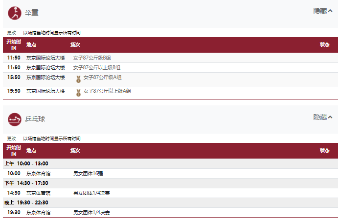 2021东京奥运会8月2日比赛详细赛程 2021东京奥运会8月2日比赛项目