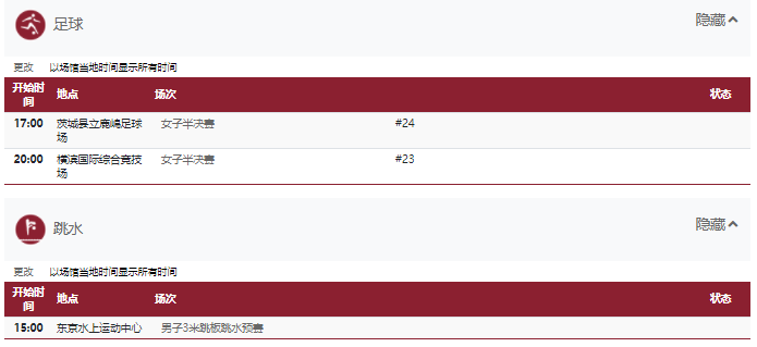 2021东京奥运会8月2日比赛详细赛程 2021东京奥运会8月2日比赛项目