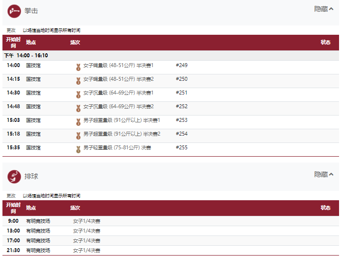 2021东京奥运会8月4日比赛详细赛程 2021东京奥运会8月4日比赛项目
