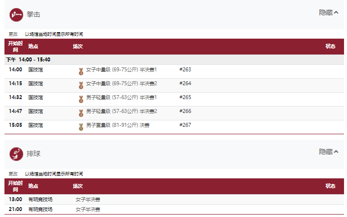 2021东京奥运会8月6日比赛详细赛程 2021东京奥运会8月6日比赛项目