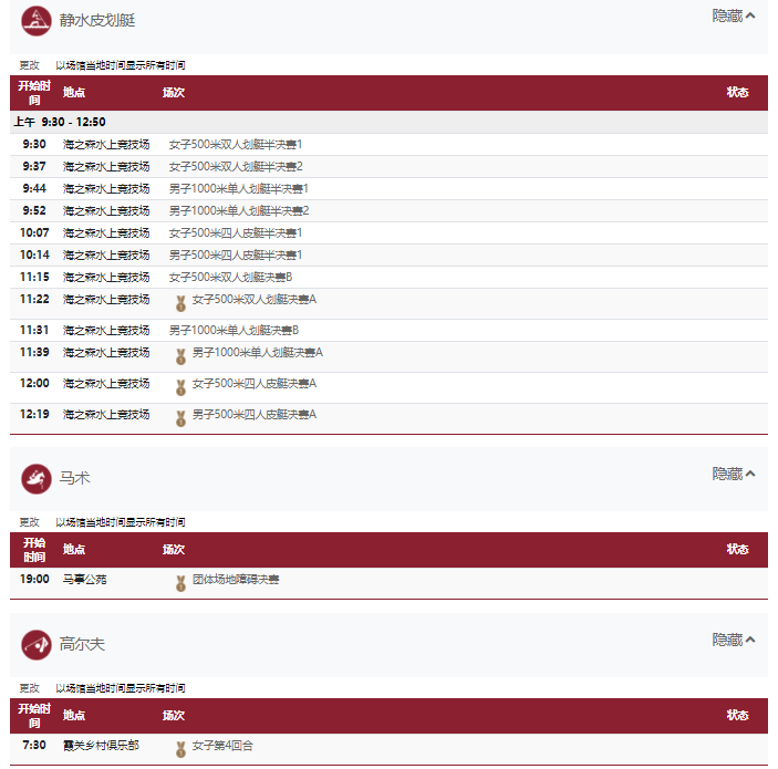 2021东京奥运会8月7日比赛详细赛程 2021东京奥运会8月7日比赛项目